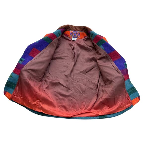 East West Wool Blend Vibrant Aztec Blazer Jacket Sz S - Picture 6 of 10